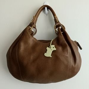 Auth Radley coffee pebbled leather handbag